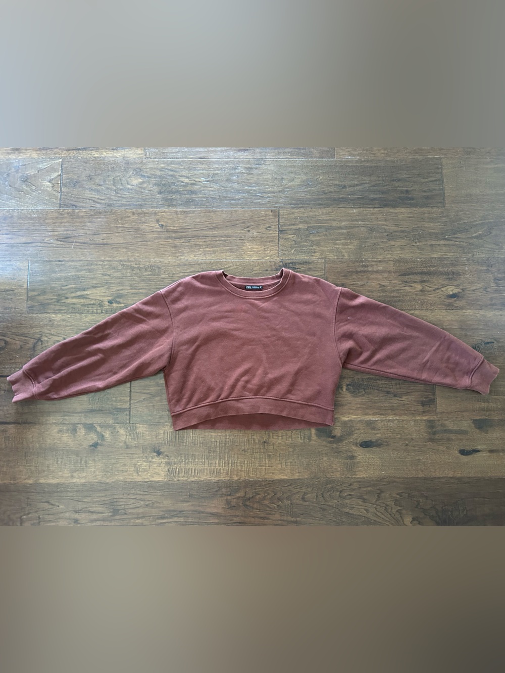 Zara Cropped Crewneck Sweatshirt - Brown